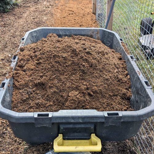 Adding compost to bed